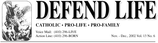 Defend Life Newsletter Masthead